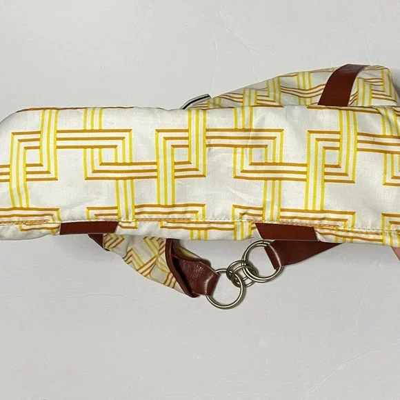 LeSportsac Yellow, White & Brown Nylon Hobo Bag With Faux Leather Trim, Rare - Picture 7 of 12
